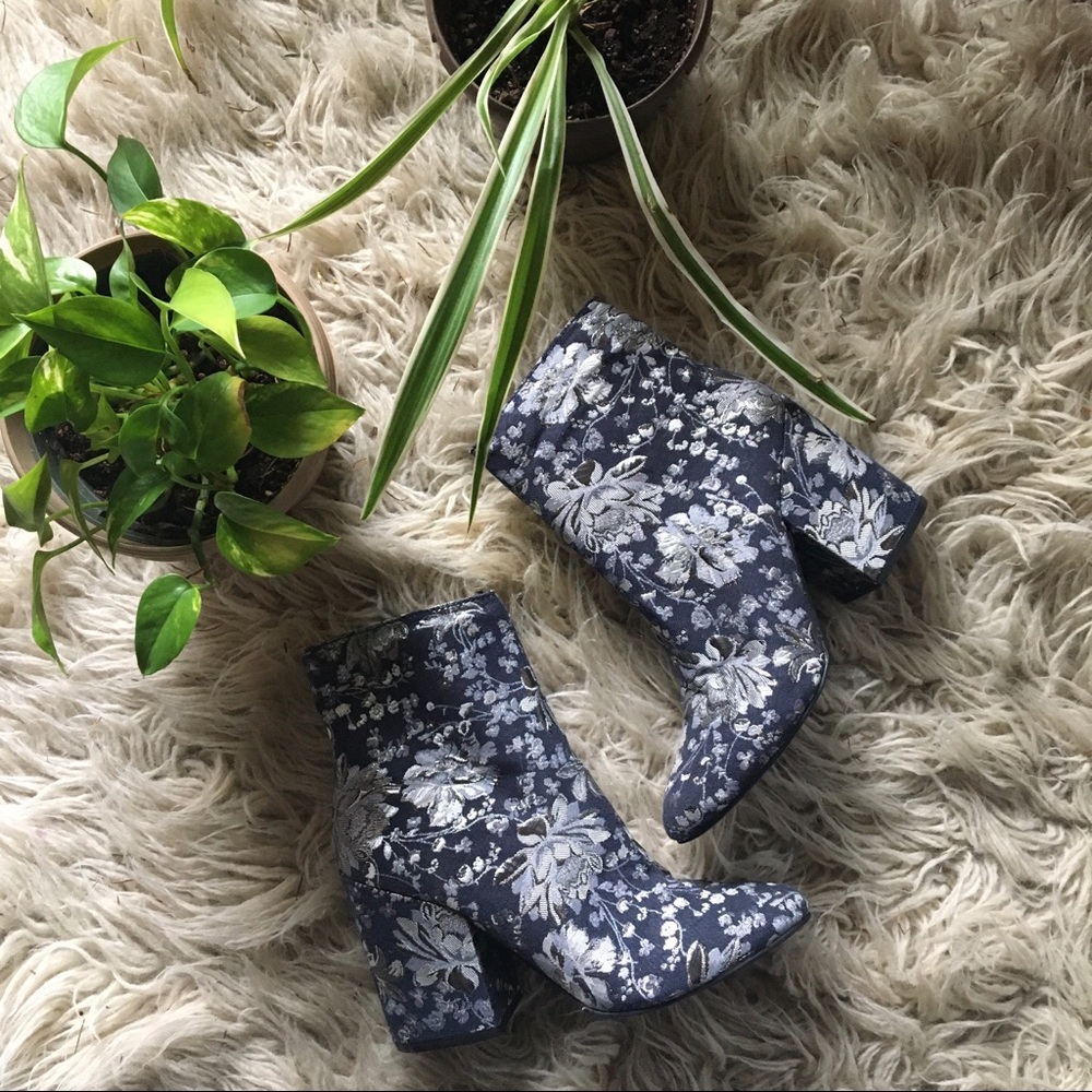 Embroidered Block Heel Boot
